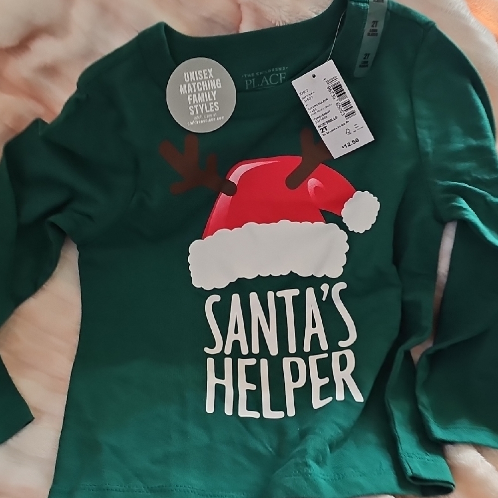 The Children's Place Green Santa's Helper Long Sleeve Tee